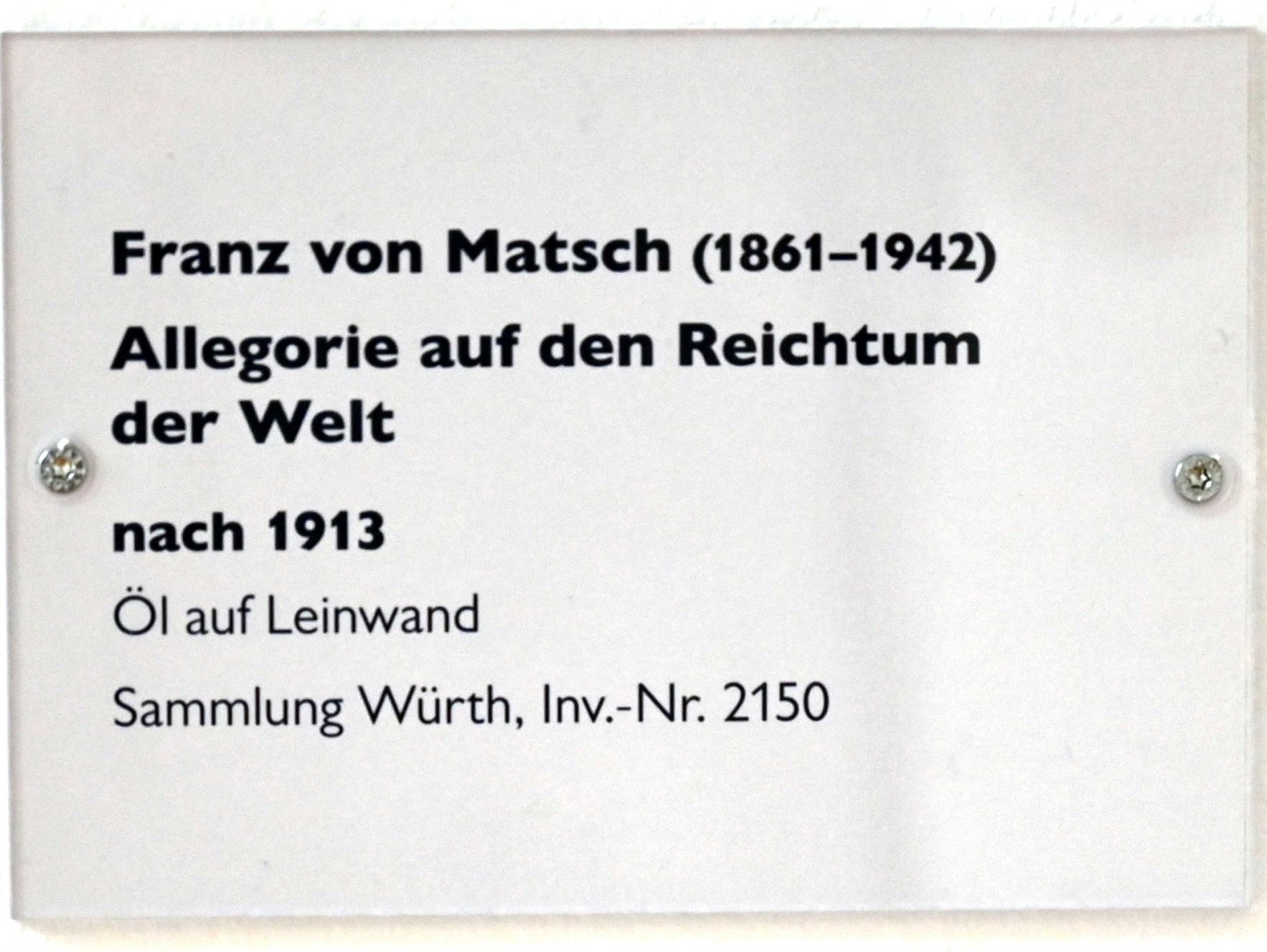 Franz Matsch (1914–1916), Allegorie auf den Reichtum der Welt, Schwäbisch Hall, Kunsthalle Würth, Treppe, nach 1913, Bild 3/3