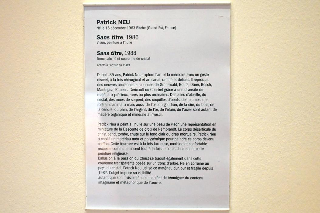 Patrick Neu (1986–1988), Ohne Titel, Straßburg, Musée d’Art moderne et contemporain, Saal 2, 1986, Bild 2/2