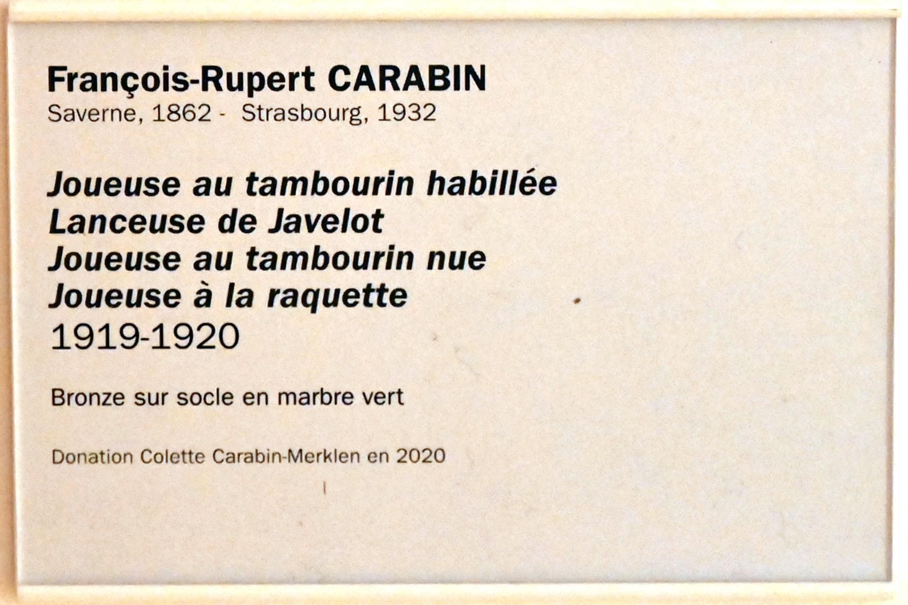 François-Rupert Carabin (1887–1920), Unbekleidete Tamburin-Spielerin, Straßburg, Musée d’Art moderne et contemporain, Saal 9, 1919–1920, Bild 2/2