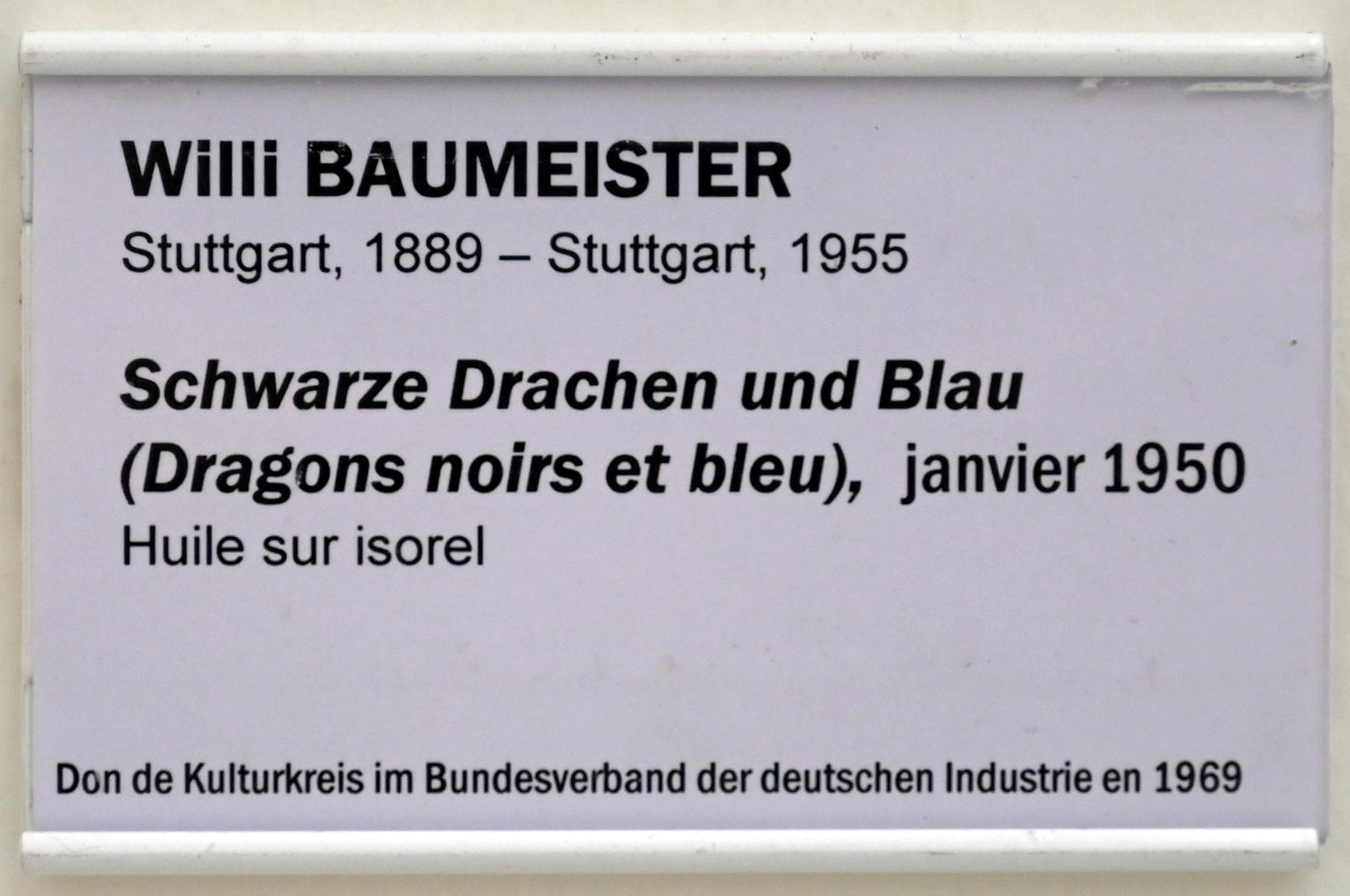 Willi Baumeister (1913&ndash;1955), Schwarze Drachen und Blau, Straßburg, Musée d’Art moderne et contemporain, Saal Obergeschoß 5, 1950, Bild 2/2