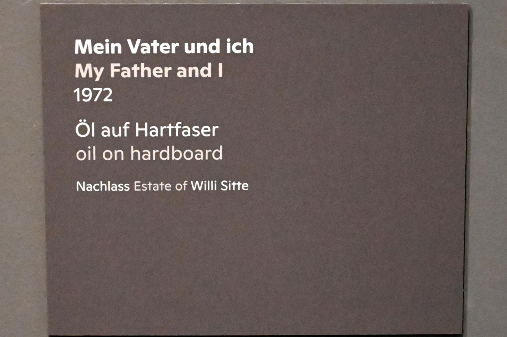 Willi Sitte (1938&ndash;2002), Mein Vater und ich, Halle (Saale), Kunstmuseum Moritzburg, Ausstellung "Sittes Welt" vom 03.10.2021 - 06.02.2022, Saal 2, 1972, Bild 2/3