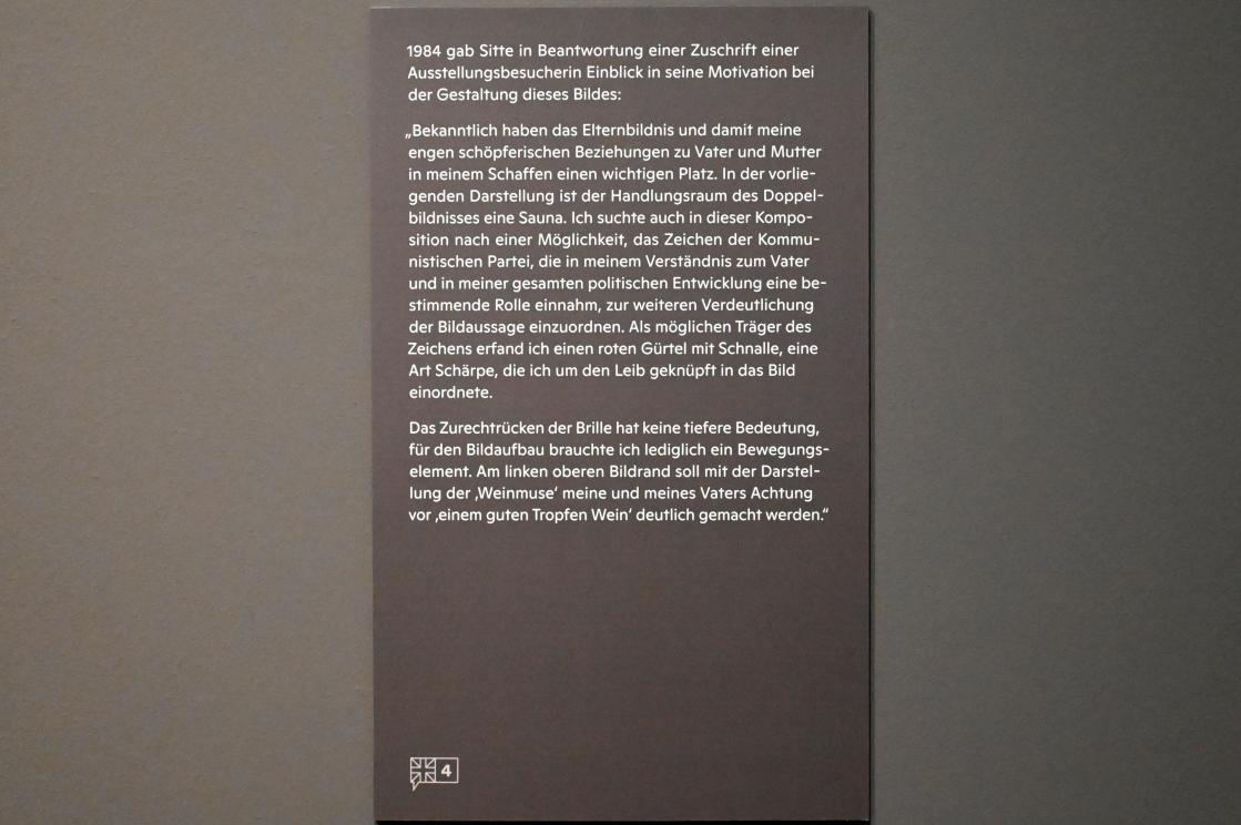 Willi Sitte (1938&ndash;2002), Mein Vater und ich, Halle (Saale), Kunstmuseum Moritzburg, Ausstellung "Sittes Welt" vom 03.10.2021 - 06.02.2022, Saal 2, 1972, Bild 3/3
