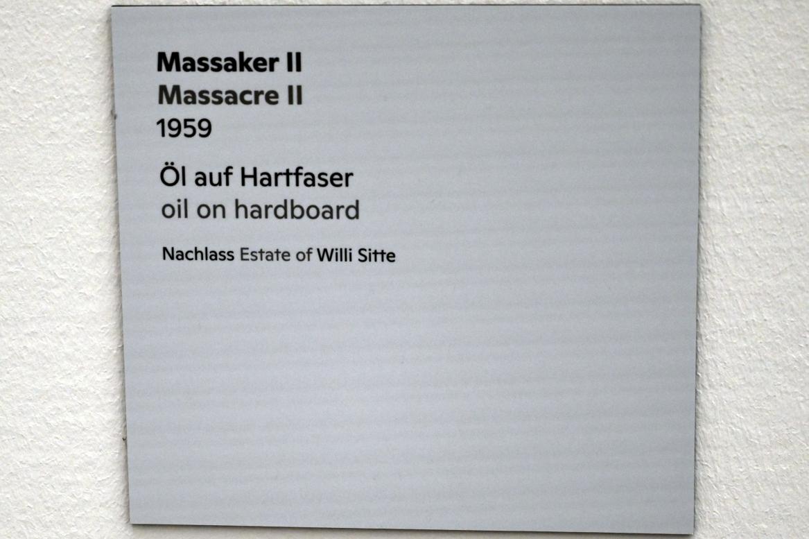 Willi Sitte (1938–2002), Massaker II, Halle (Saale), Kunstmuseum Moritzburg, Ausstellung "Sittes Welt" vom 03.10.2021 - 06.02.2022, Saal 17, 1959, Bild 2/2