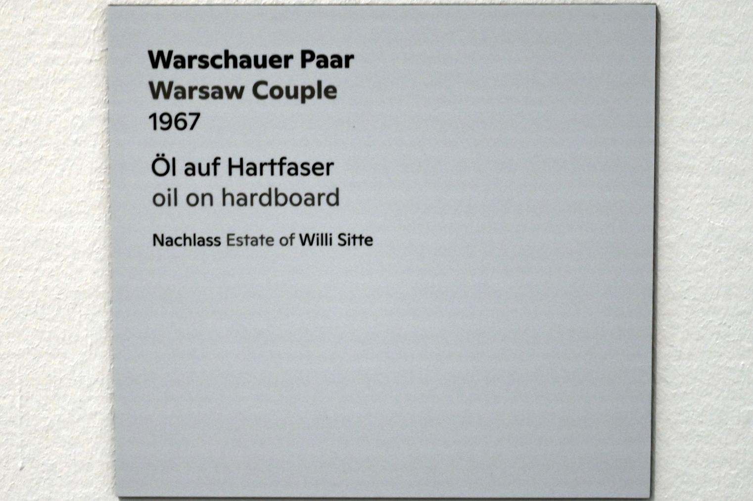 Willi Sitte (1938–2002), Warschauer Paar, Halle (Saale), Kunstmuseum Moritzburg, Ausstellung "Sittes Welt" vom 03.10.2021 - 06.02.2022, Saal 17, 1967, Bild 2/2