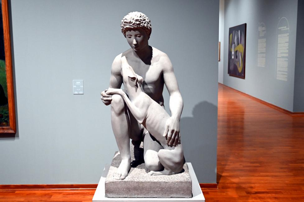 Venanzo Crocetti (1937), Junge mit Hund, Turin, Galleria civica d'arte moderna e contemporanea (GAM Torino), Saal 7, 1937&ndash;1938