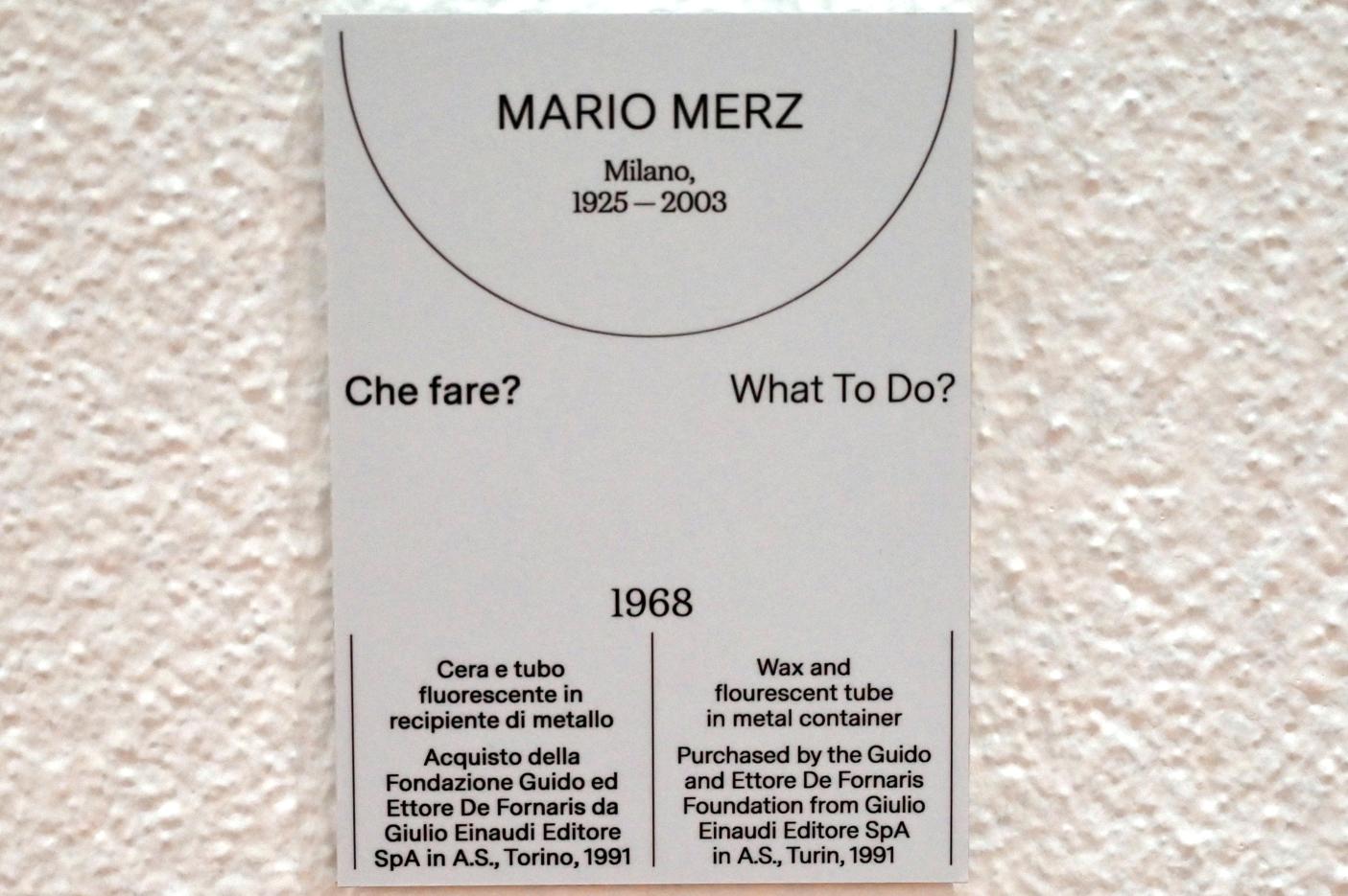 Mario Merz (1967&ndash;1982), Was ist zu tun ?, Turin, Galleria civica d'arte moderna e contemporanea (GAM Torino), Saal 19, 1968, Bild 3/3
