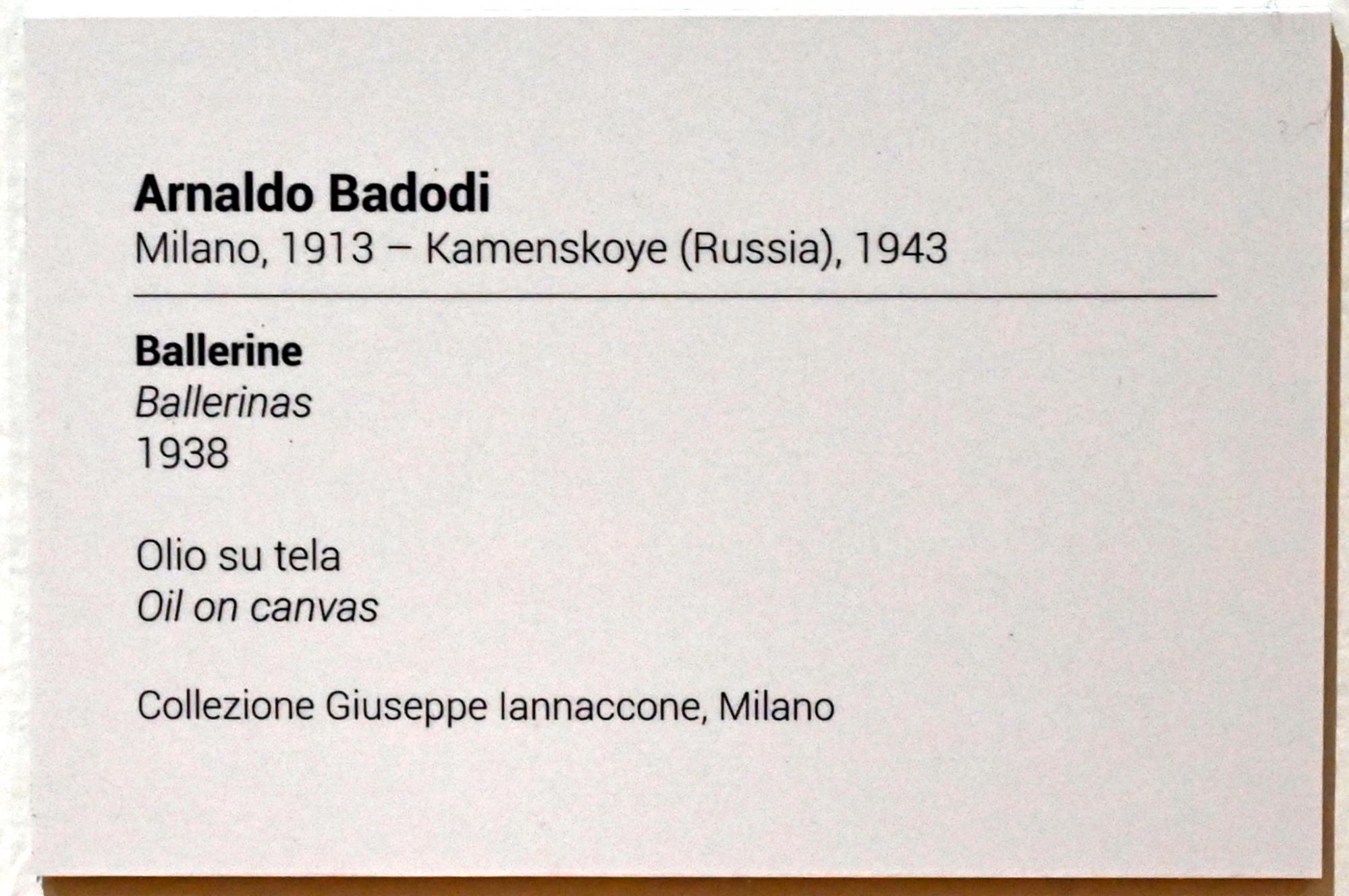 Arnaldo Badodi (1938–1941), Ballerinen, Turin, GAM Torino, Ausstellung "Eine Reise gegen den Strom" vom 05.05.-12.09.2021, Saal 3, 1938, Bild 2/2