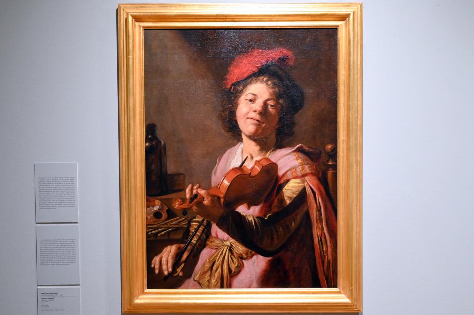 Gerrit van Honthorst (Gerard van Honthorst) (1616–1655), Porträt eines Musikers, Turin, GAM Torino, Ausstellung "Eine Reise gegen den Strom" vom 05.05.-12.09.2021, Saal 4, 1625–1630