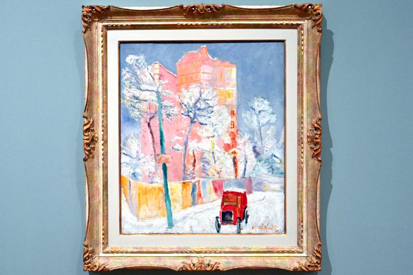 Renato Birolli (1931–1955), Rotes Taxi im Schnee, Turin, GAM Torino, Ausstellung "Eine Reise gegen den Strom" vom 05.05.-12.09.2021, Saal 7, 1932