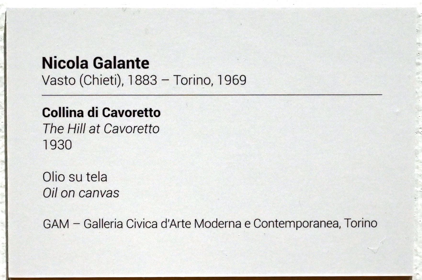 Nicola Galante (1927&ndash;1933), Der Hügel von Cavoretto, Turin, GAM Torino, Ausstellung "Eine Reise gegen den Strom" vom 05.05.-12.09.2021, Saal 7, 1930, Bild 2/2
