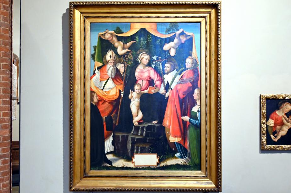 Eusebio Ferrari (1519–1520), Maria mit Kind, Heiligen und zwei Stiftern, Turin, Museo civico d'arte antica, Saal 3, 1519