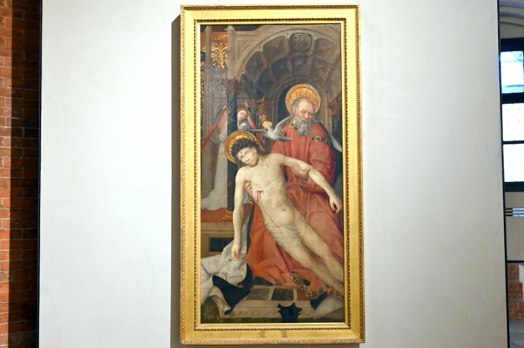 Antoine de Lonhy (1466–1498), Heilige Dreifaltigkeit (Gnadenstuhl), Turin, Museo civico d'arte antica, Saal 7, um 1465–1470