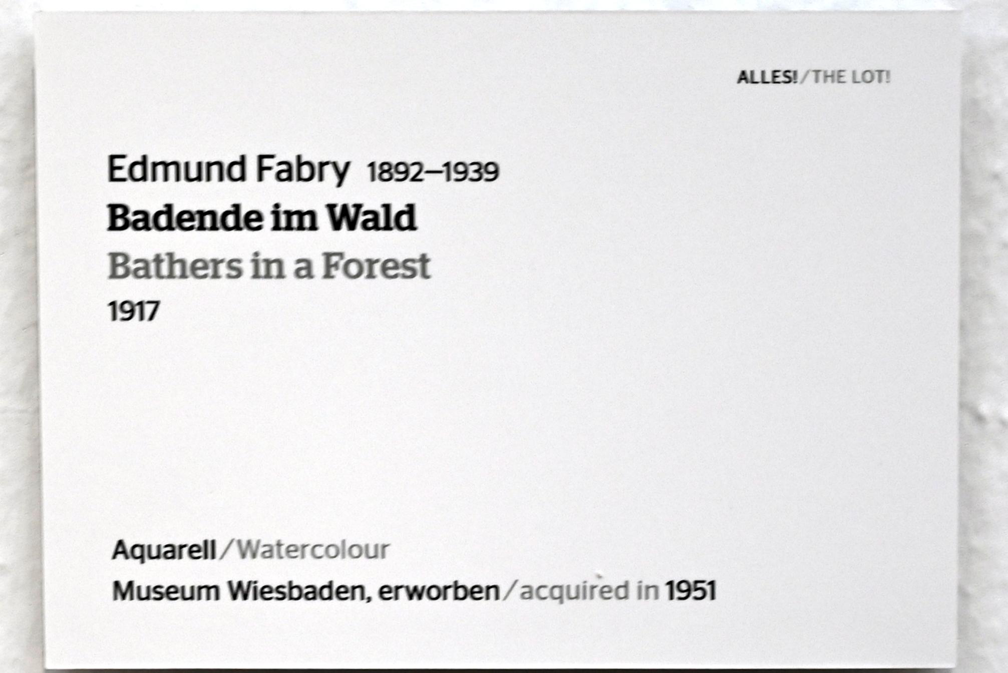 Edmund Fabry (1917), Badende im Wald, Wiesbaden, Museum Wiesbaden, Ausstellung "Alles! 100 Jahre Jawlensky in Wiesbaden" vom 17.09.-26.06.2022, Saal 12, 1917, Bild 2/2