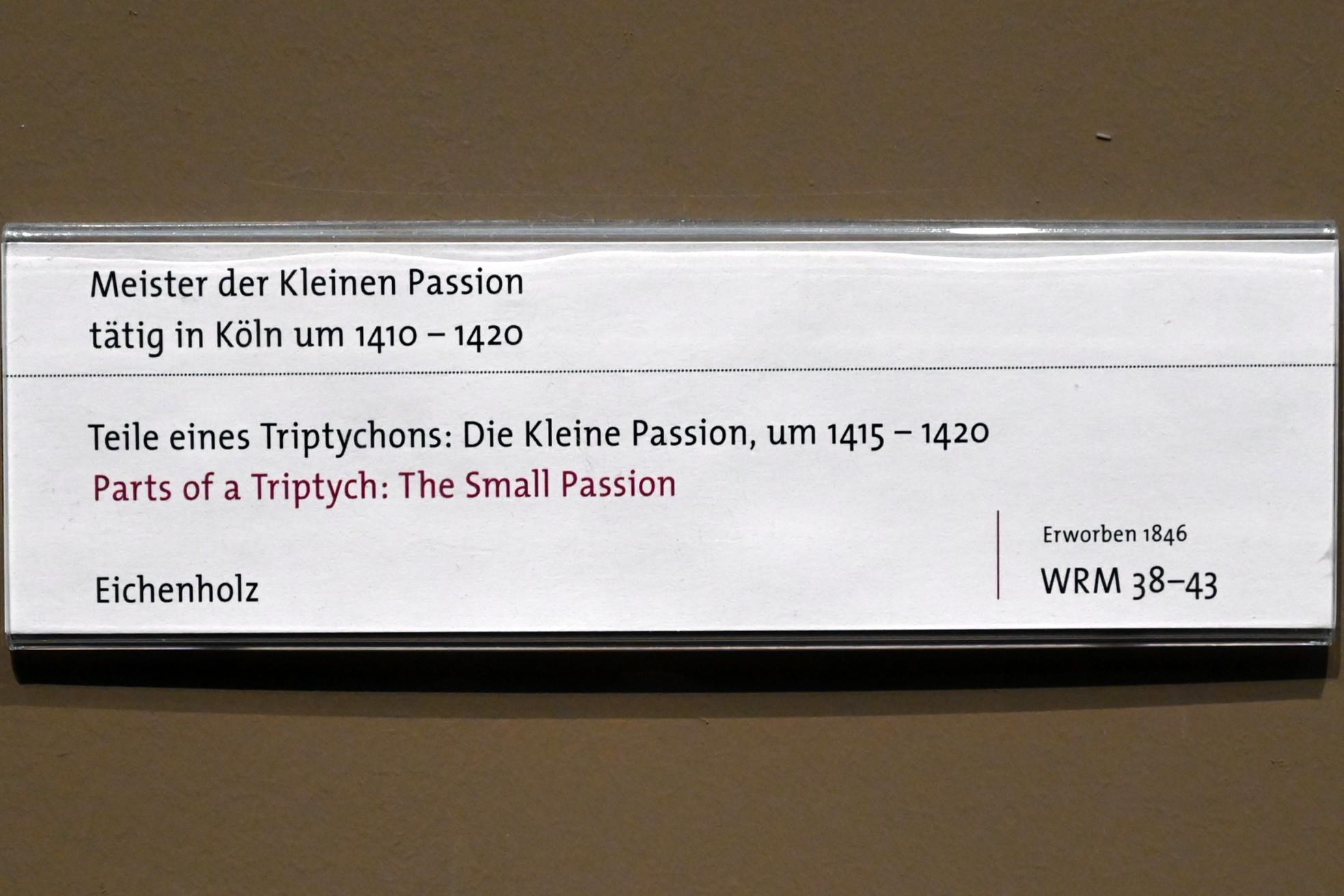 Meister der kleinen Passion (1411&ndash;1415), Teile eines Triptychons: Die Kleine Passion, Köln, Wallraf-Richartz-Museum, Mittelalter - Saal 3, um 1410&ndash;1420, Bild 2/2