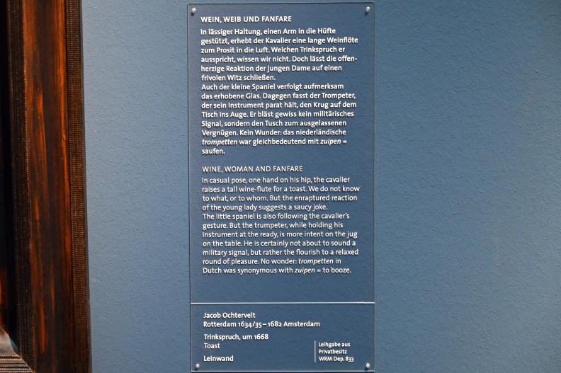 Jacob Lucasz Ochtervelt (1657&ndash;1673), Trinkspruch, Köln, Wallraf-Richartz-Museum, Barock - Saal 6, um 1668, Bild 2/2