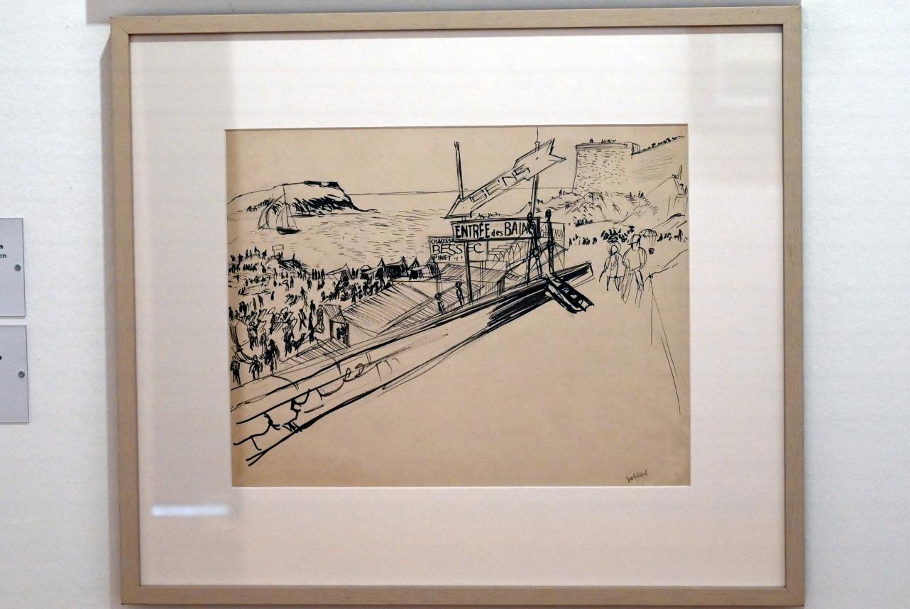 Karl Hubbuch (1929–1959), Entrée des Bains in St. Malo, Schwäbisch Hall, Kunsthalle Würth, Ausstellung "Sport, Spaß und Spiel" vom 13.12.2021 - 26.02.2023, Obergeschoß, 1930, Bild 1/2