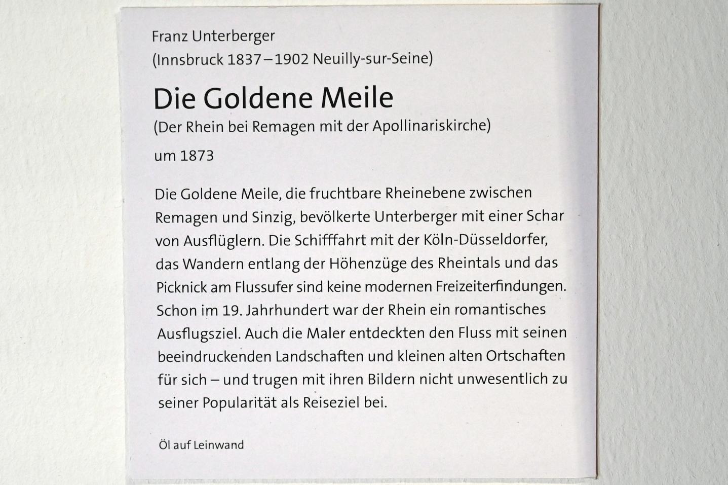 Franz Richard Unterberger (1873–1893), Die Goldene Meile (Der Rhein bei Remagen mit der Apollinariskirche), Bonn, Rheinisches Landesmuseum, um 1873, Bild 2/2