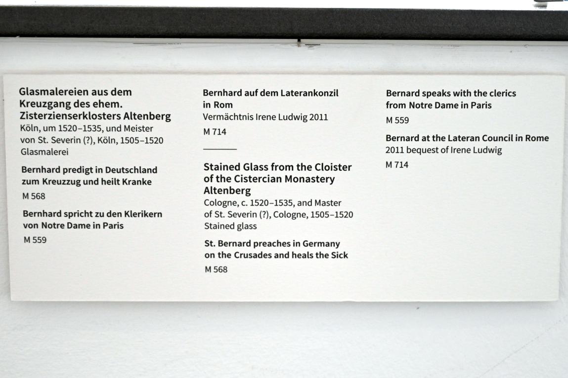 Bernhard spricht zu den Klerikern von Notre Dame in Paris, Altenberg (Bergisches Land), ehem. Zisterzienserkloster Altenberg, jetzt Köln, Museum Schnütgen, Saal 1, um 1520&ndash;1535, Bild 2/2