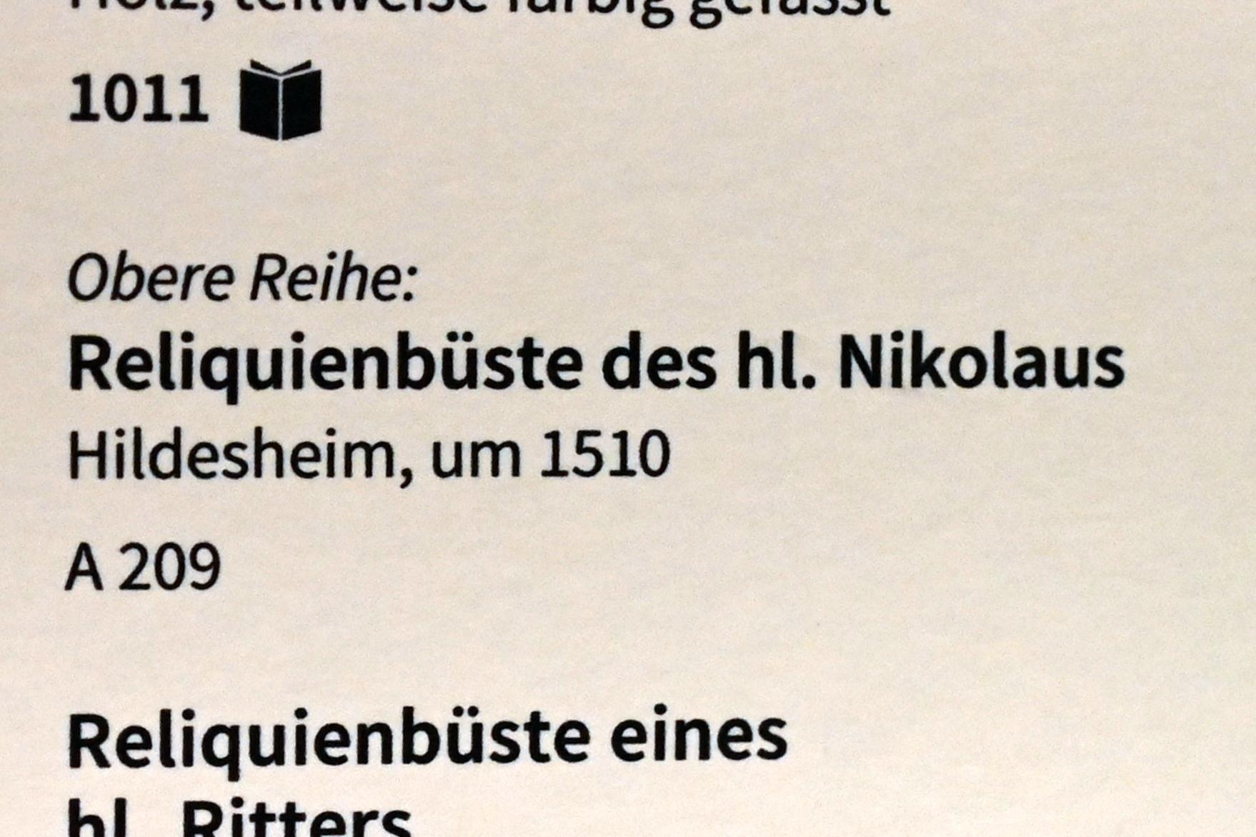 Reliquienbüste des hl. Nikolaus, Köln, Museum Schnütgen, Saal 10, um 1510, Bild 2/2