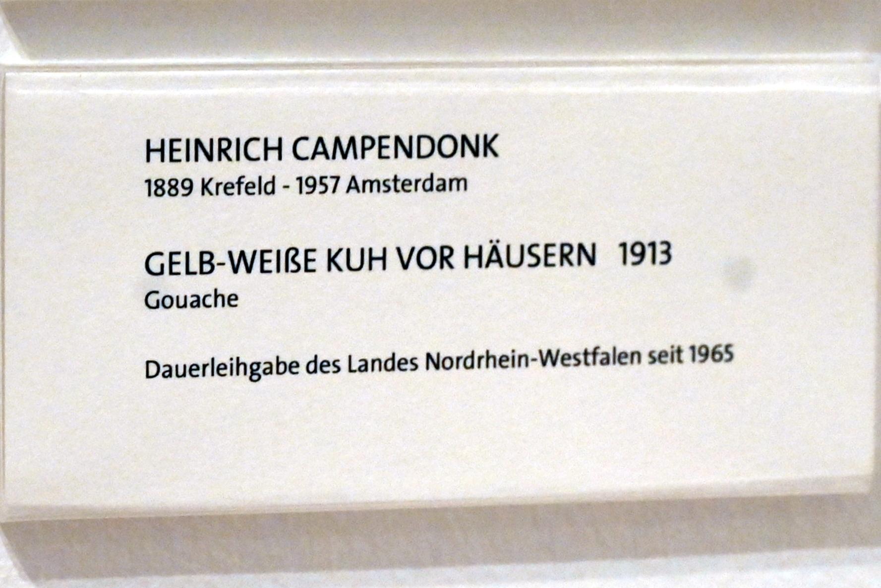Heinrich Campendonk (1912&ndash;1929), Gelb-weiße Kuh vor Häusern, Bonn, Kunstmuseum Bonn, Saal 4, 1913, Bild 2/2