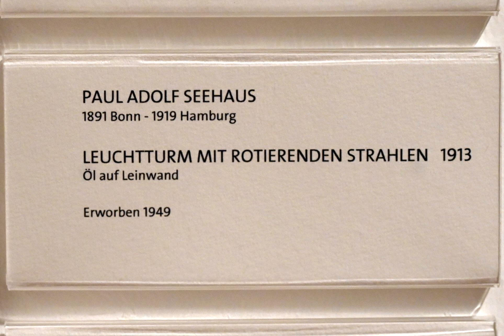 Paul Adolf Seehaus (1913&ndash;1914), Leuchtturm mit rotierenden Strahlen, Bonn, Kunstmuseum Bonn, Saal 6, 1913, Bild 2/3