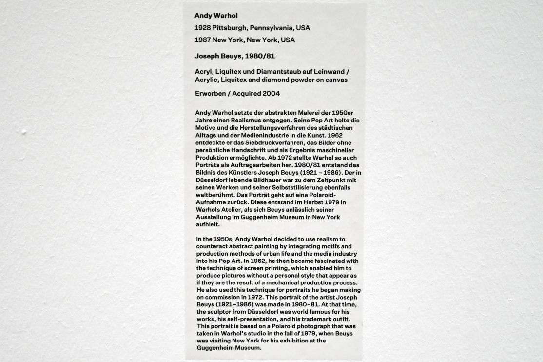 Andy Warhol (1956&ndash;1986), Joseph Beuys, Düsseldorf, Kunstsammlung K20, Saal 13, 1980&ndash;1981, Bild 2/2