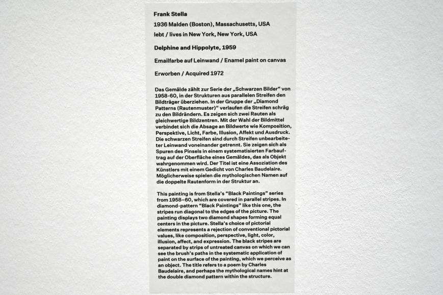 Frank Stella (1959&ndash;2001), Delphine und Hippolyte, Düsseldorf, Kunstsammlung K20, Saal 13, 1959, Bild 2/2