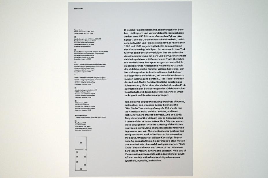 Nancy Spero (1966–1968), Ohne Titel (Bombengestalt mit Zungenköpfen), Düsseldorf, Kunstsammlung K21, 2. Obergeschoss, 1966, Bild 2/2