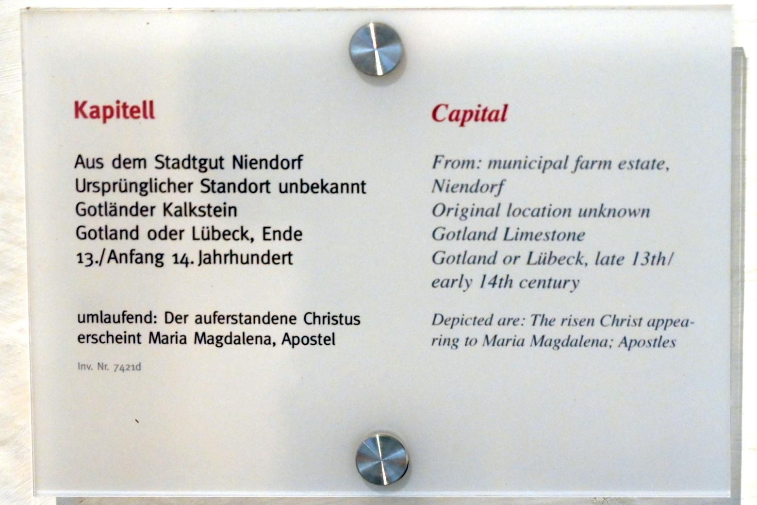 Kapitell, Lübeck, St. Annen-Museum, Saal 1, um 1280&ndash;1320, Bild 2/2
