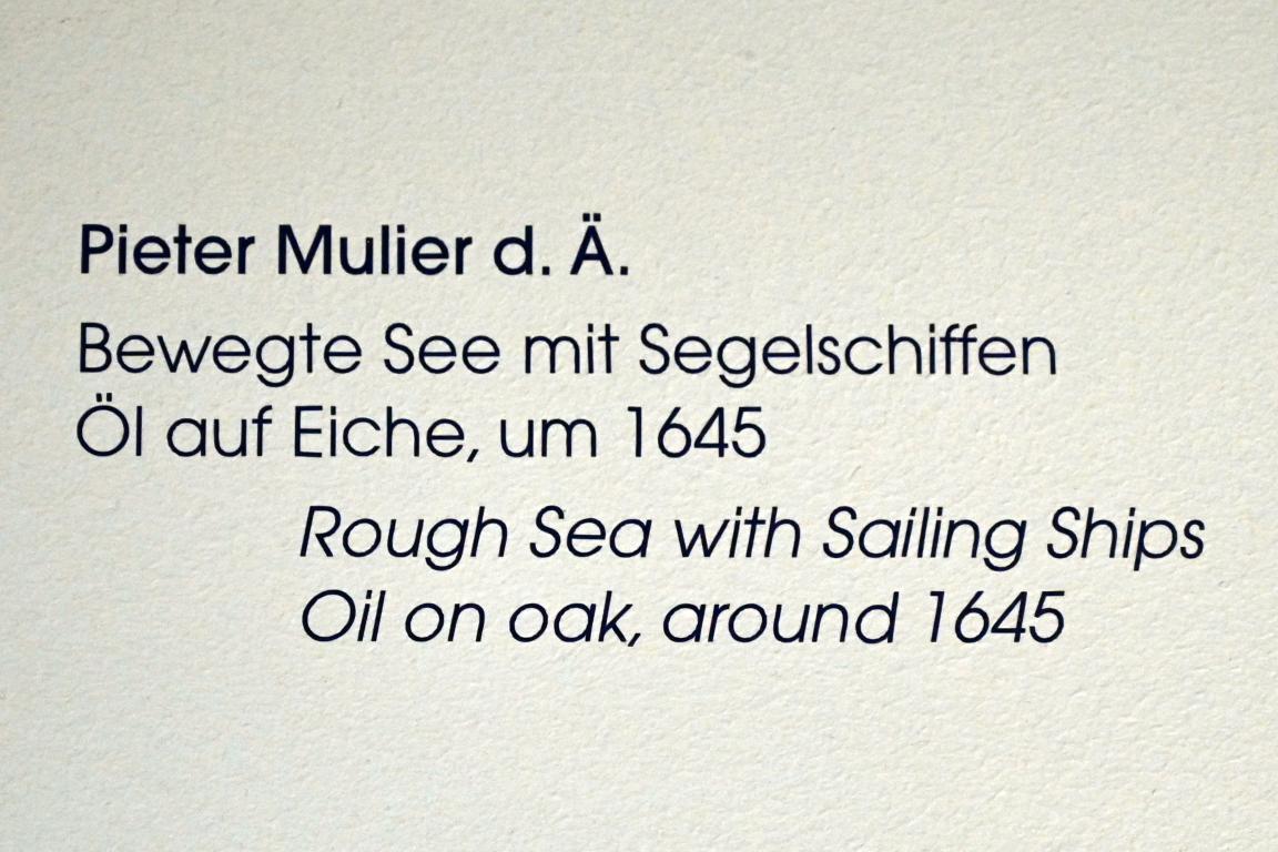 Pieter Mulier d.Ä. (1645&ndash;1650), Bewegte See mit Segelschiffen, Lübeck, St. Annen-Museum, Obergeschoß, Saal 13, um 1645, Bild 2/2