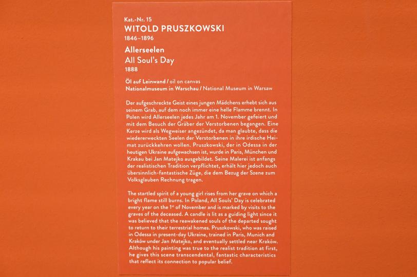 Witold Pruszkowski (1879&ndash;1892), Allerseelen, München, Kunsthalle, Ausstellung "Polnischer Symbolismus um 1900" vom 25.03.-07.08.2022, Saal 3 - Im Dialog mit der Europäischen Kunst, 1888, Bild 2/2