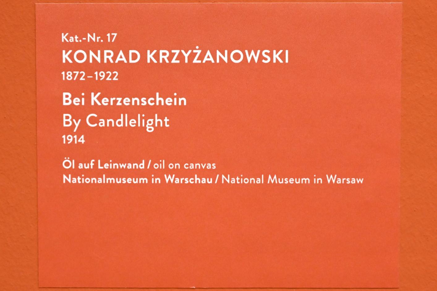 Konrad Krzyżanowski (1900&ndash;1914), Bei Kerzenschein, München, Kunsthalle, Ausstellung "Polnischer Symbolismus um 1900" vom 25.03.-07.08.2022, Saal 3 - Im Dialog mit der Europäischen Kunst, 1914, Bild 2/2