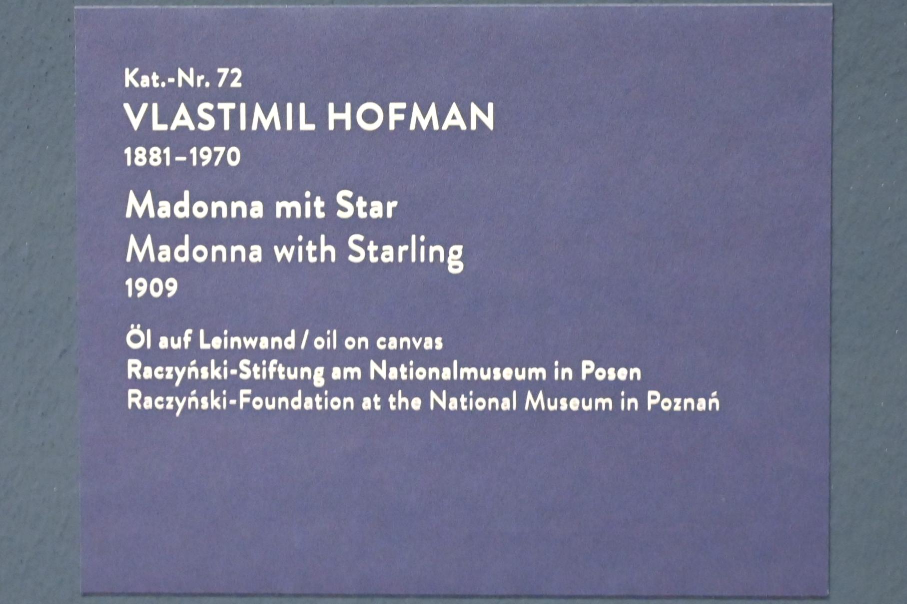 Wlastimil Hofman (1906&ndash;1918), Madonna mit Star, München, Kunsthalle, Ausstellung "Polnischer Symbolismus um 1900" vom 25.03.-07.08.2022, Saal 7 - Tradition und Religion, 1909, Bild 2/2