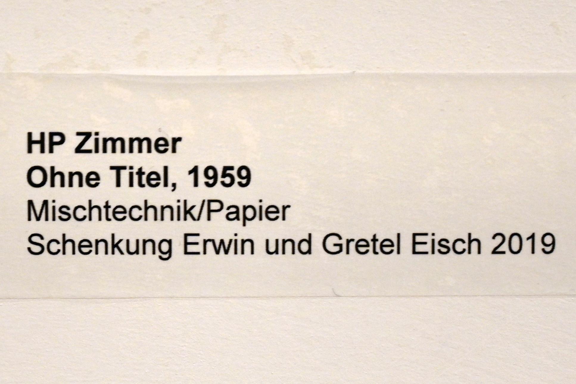 HP Zimmer (Hans Peter Zimmer) (1959–1967), Ohne Titel, Neumarkt in der Oberpfalz, Museum Lothar Fischer, Obergeschoß Raum 3, 1959, Bild 2/2