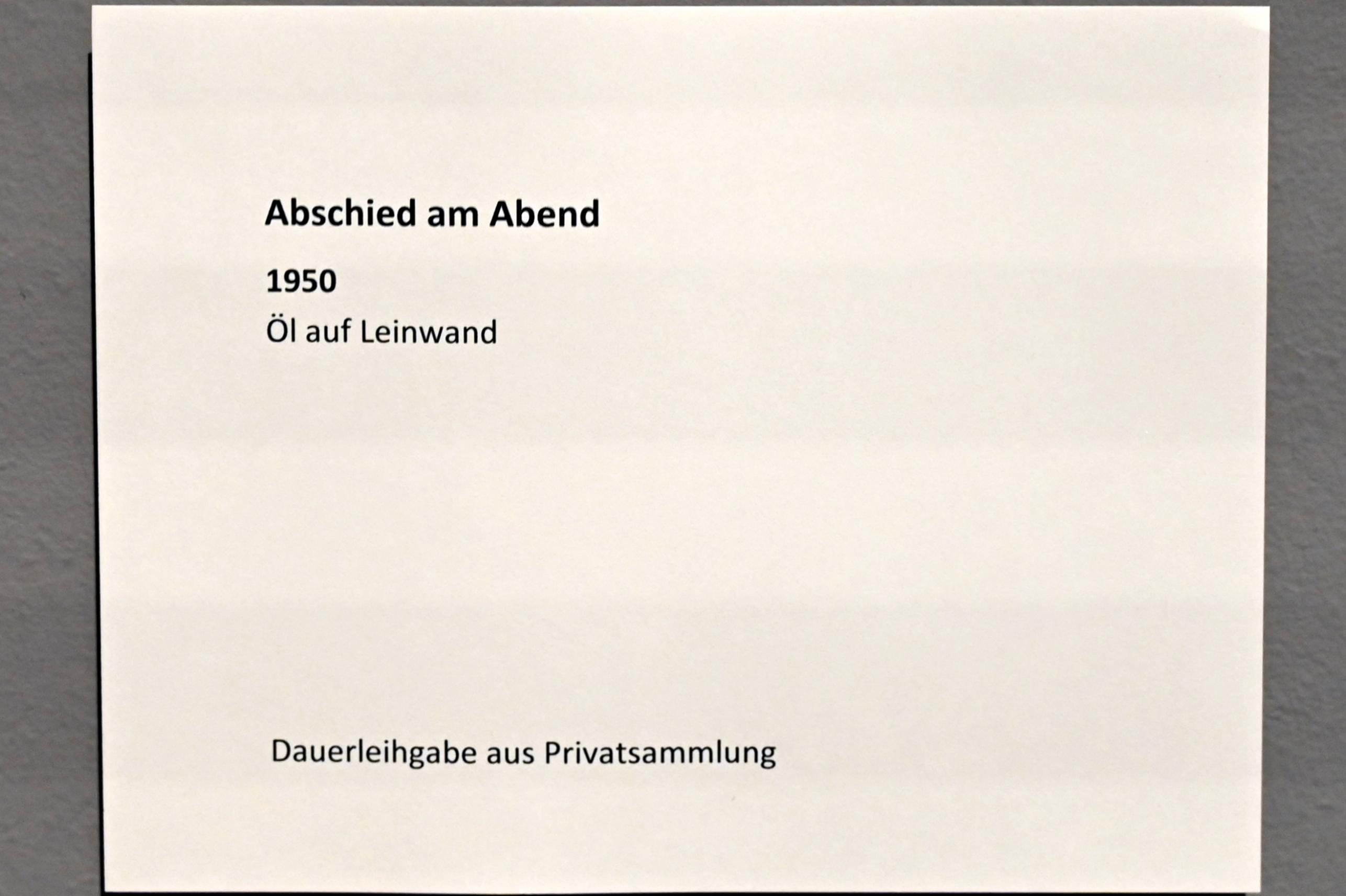 Max Pechstein (1895&ndash;1953), Abschied am Abend, Zwickau, Kunstsammlungen, Max-Pechstein-Museum - Saal 1, 1950, Bild 2/2