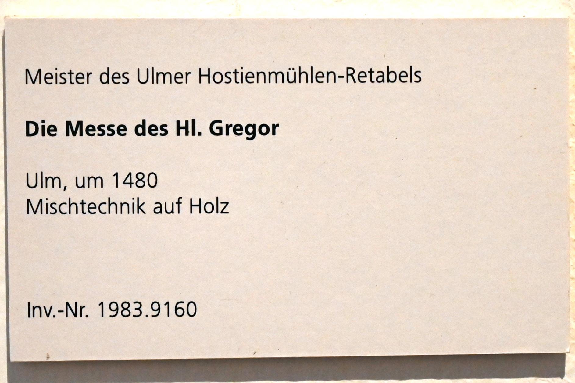 Meister des Hostienmühlen-Retabels (1470&ndash;1480), Die Messe des Hl. Gregor, Ulm, Museum Ulm, Saal 2, um 1480, Bild 2/2