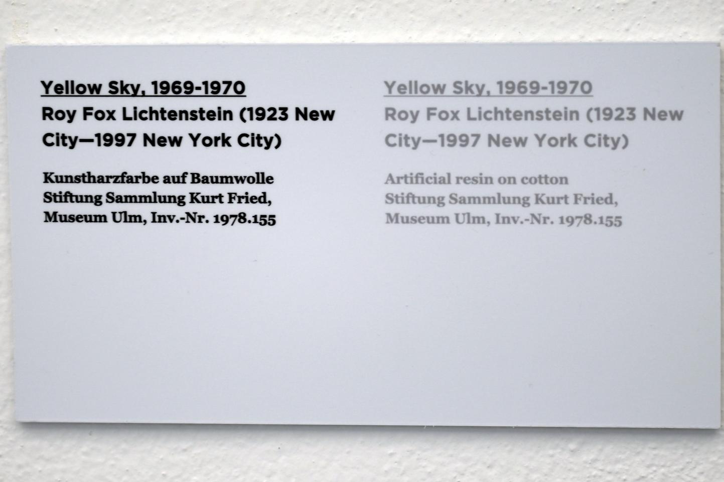 Roy Lichtenstein (1962&ndash;1994), Yellow Sky, Ulm, Museum Ulm, Saal 7b, 1969&ndash;1970, Bild 2/2