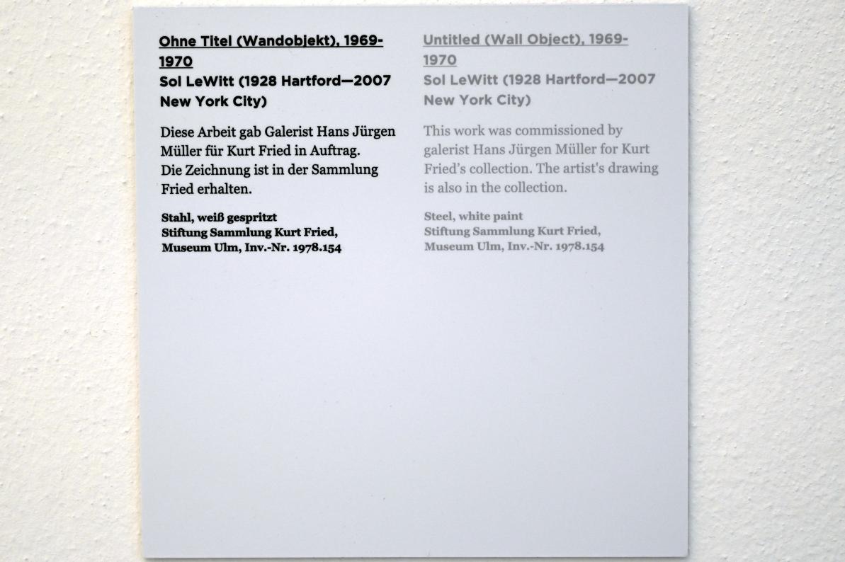 Sol LeWitt (1962&ndash;1970), Ohne Titel (Wandobjekt), Ulm, Museum Ulm, Saal 7c, 1969&ndash;1970, Bild 4/4
