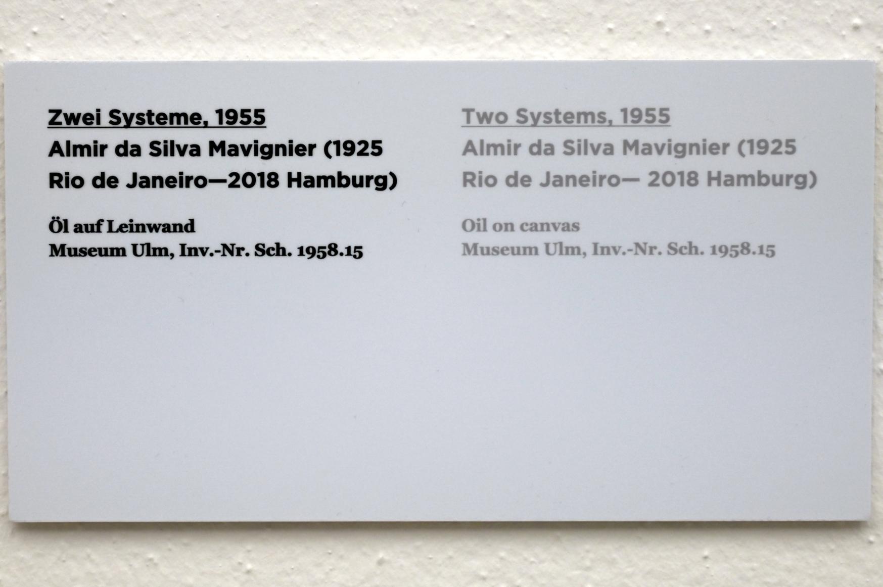 Almir Mavignier (1955–1988), Zwei Systeme, Ulm, Museum Ulm, Saal 11e, 1955, Bild 2/2