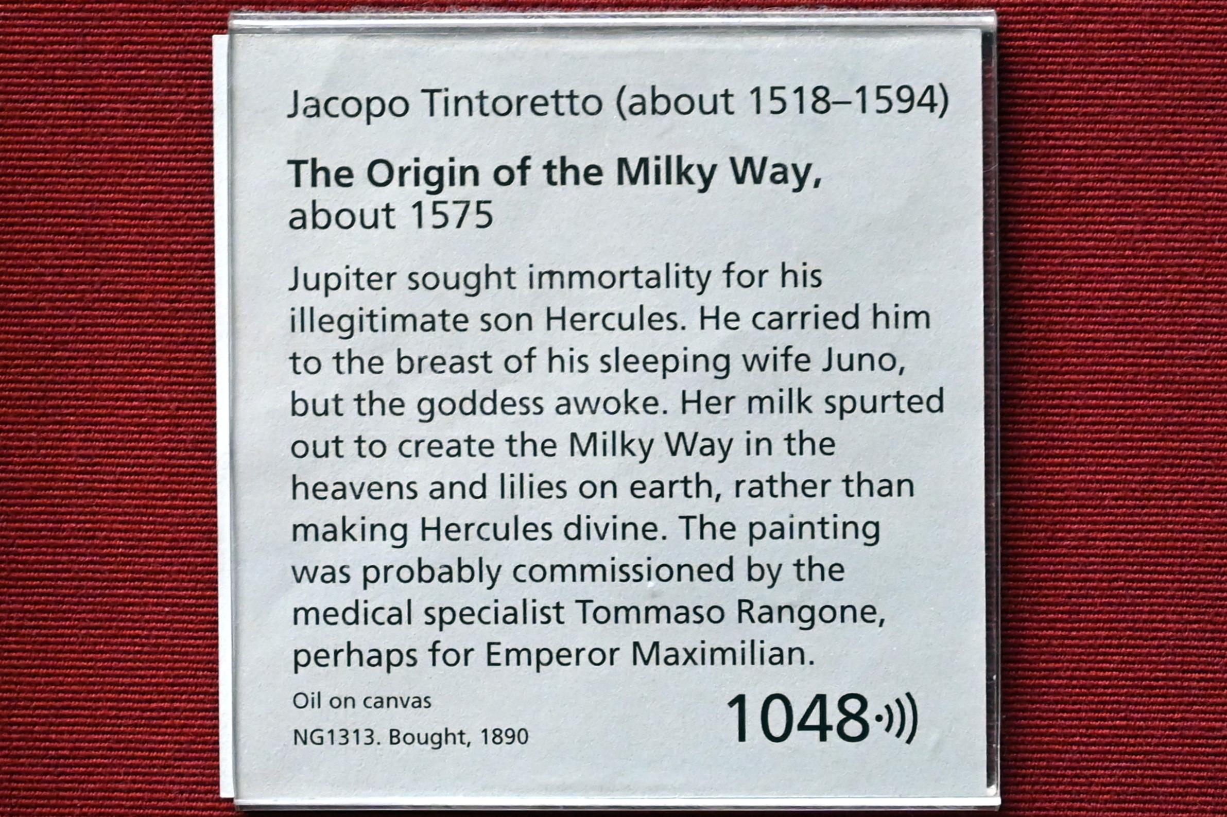 Tintoretto (Jacopo Robusti) (1540&ndash;1590), Die Entstehung der Milchstraße, London, National Gallery, Saal 10, um 1575, Bild 2/2