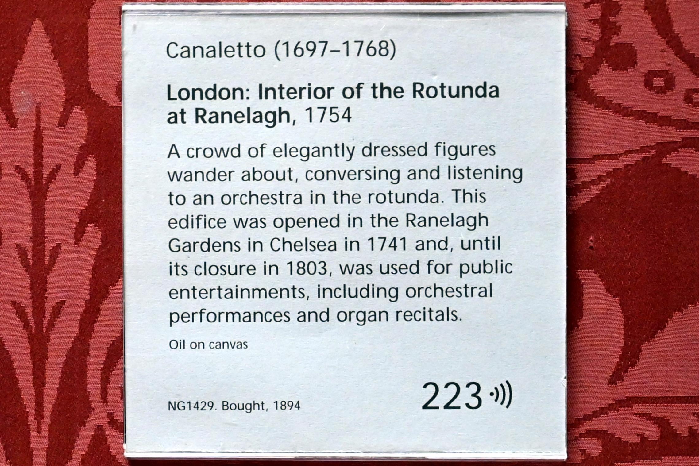Giovanni Antonio Canal ("Canaletto") (1722&ndash;1765), Interieur der Rotunde von Ranelagh Gardens in London, London, National Gallery, Saal 38, 1754, Bild 2/2