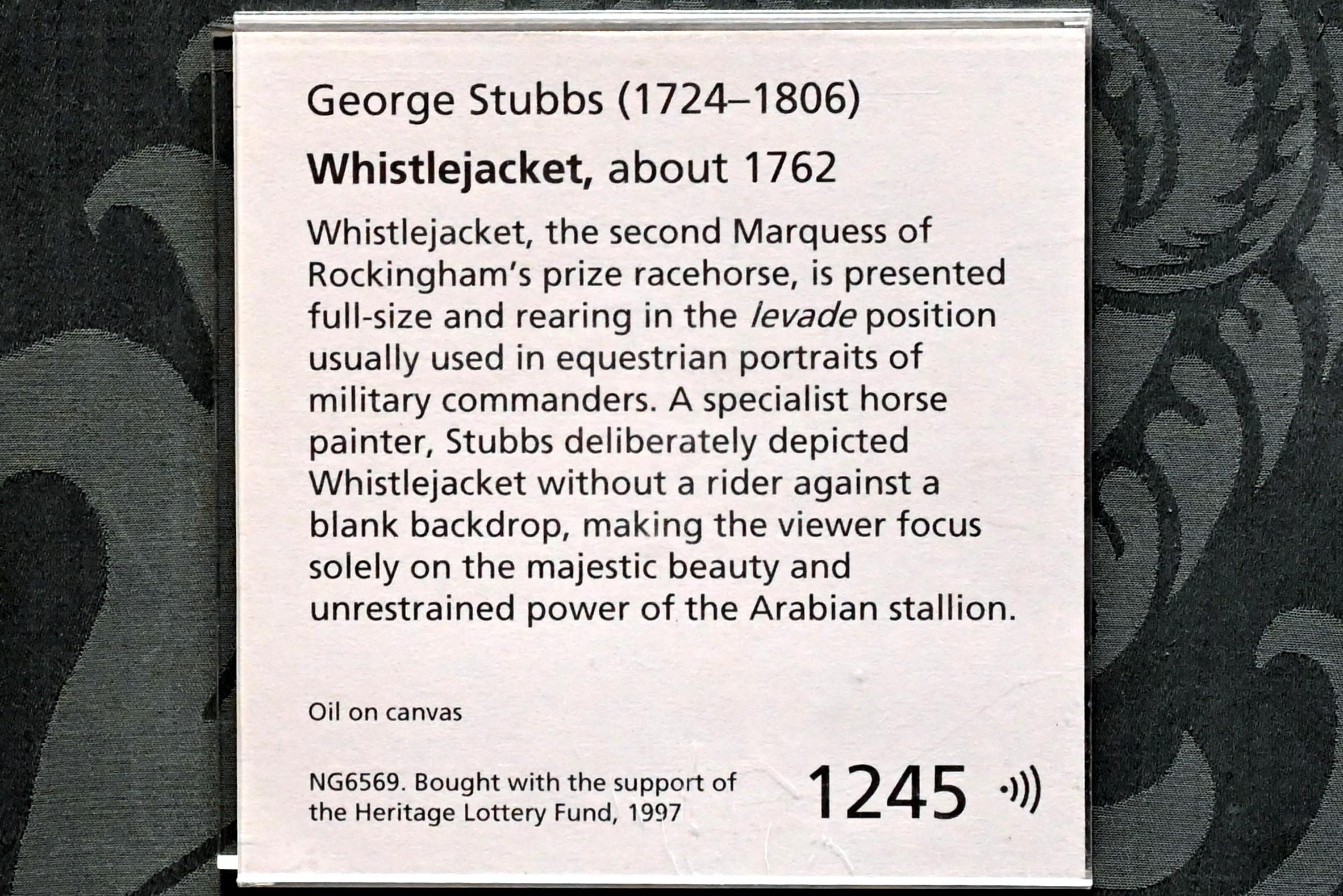 George Stubbs (1762–1769), Whistlejacket, London, National Gallery, Saal 34, um 1762, Bild 3/3