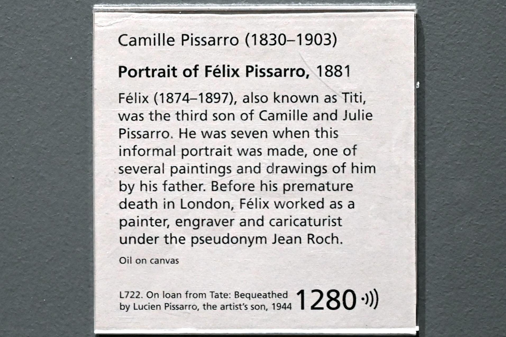Camille Pissarro (1863&ndash;1903), Porträt des Félix Pissarro, London, National Gallery, Saal 40, 1881, Bild 2/2