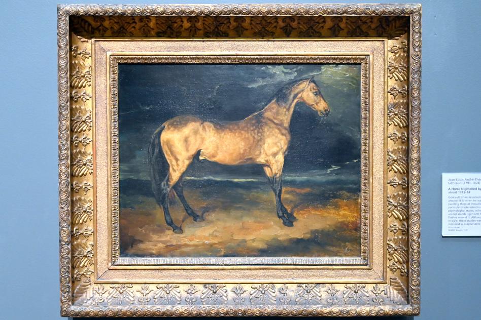 Théodore Géricault (1811–1822), Ein von Blitzen erschrockenes Pferd, London, National Gallery, Saal 45, um 1813–1814