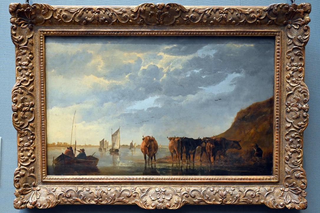 Aelbert Cuyp (1640&ndash;1667), Hirte mit fünf Kühen an einem Fluss, London, National Gallery, Saal 19, um 1650&ndash;1655
