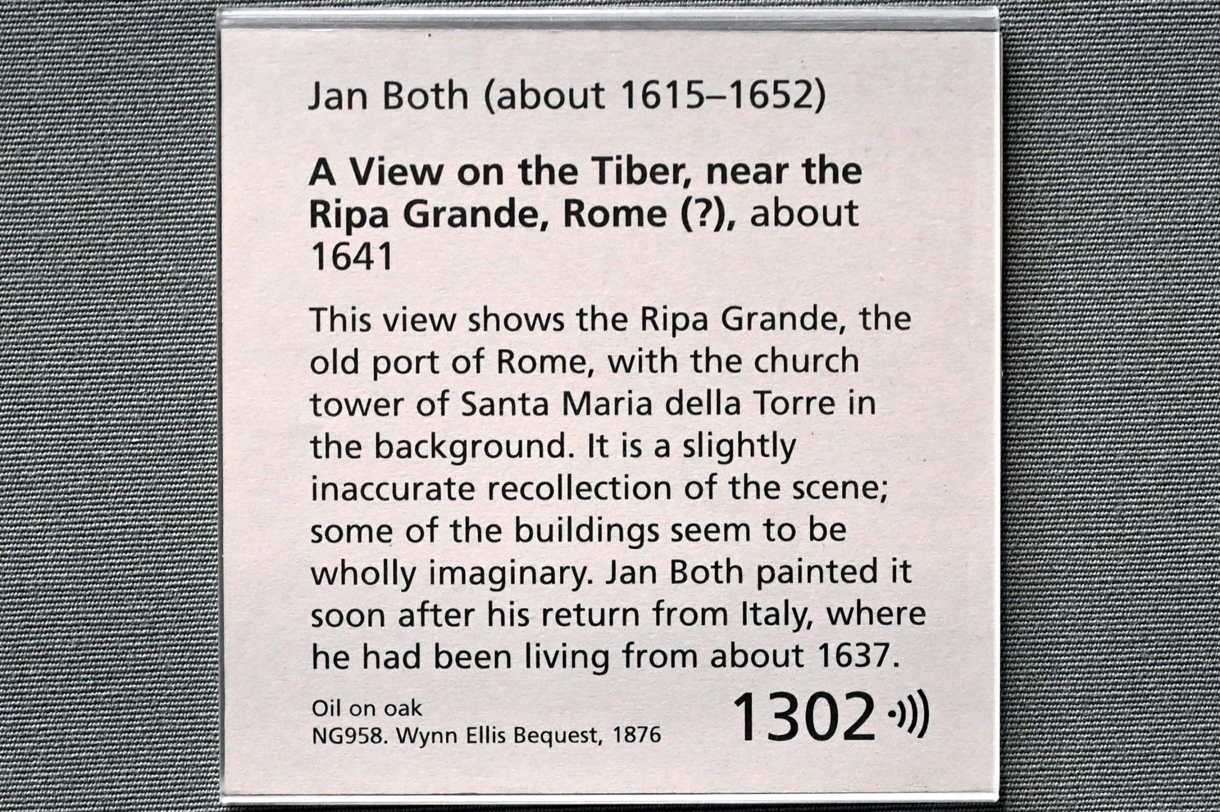 Jan Both (1639&ndash;1647), Ansicht der Ripa Grande bei Rom, London, National Gallery, Saal 19, um 1641, Bild 2/2