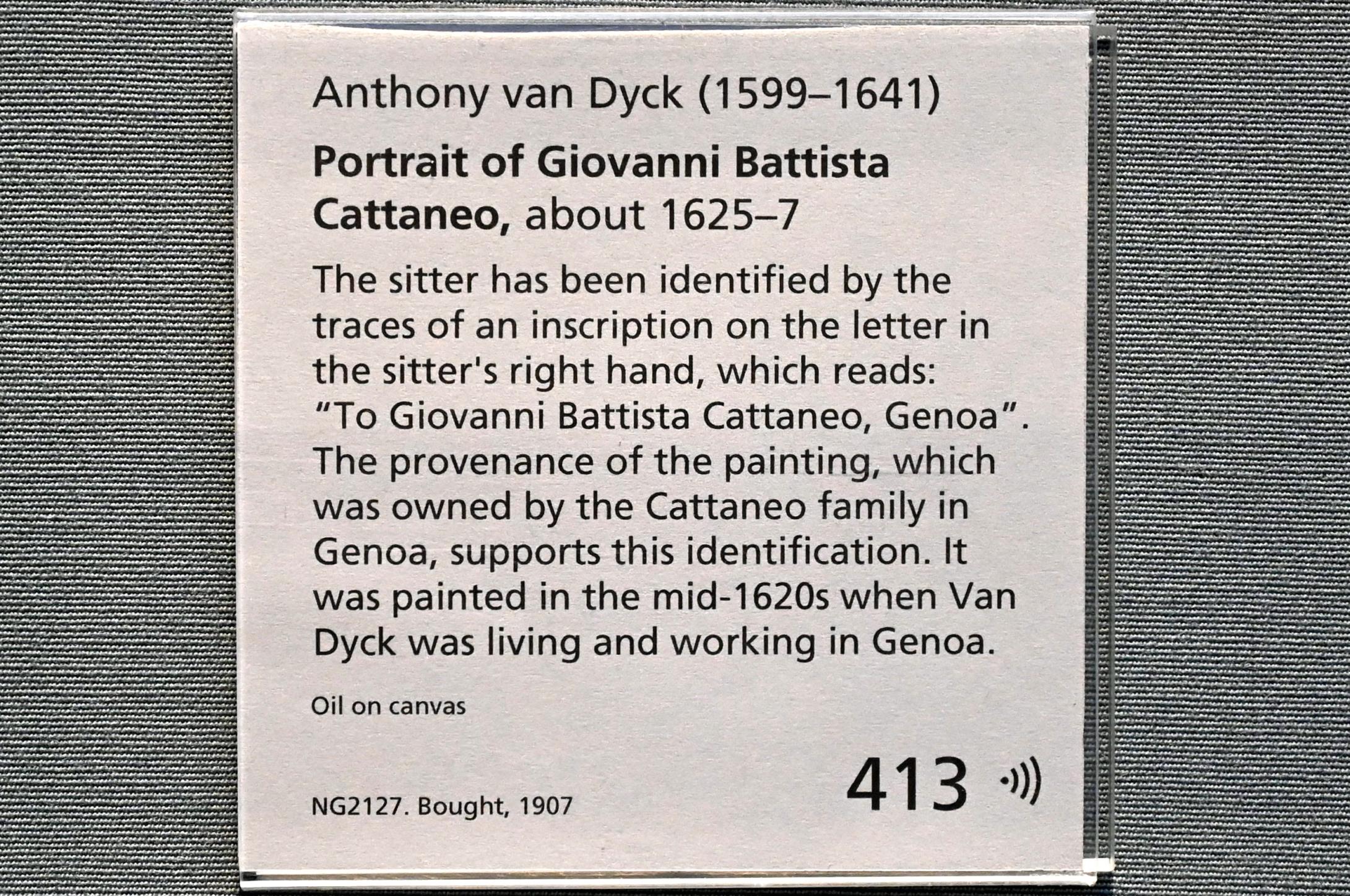 Anthonis (Anton) van Dyck (1614&ndash;1641), Porträt des Markgrafen Giovanni Battista Cattaneo, London, National Gallery, Saal 21, um 1625&ndash;1627, Bild 2/2