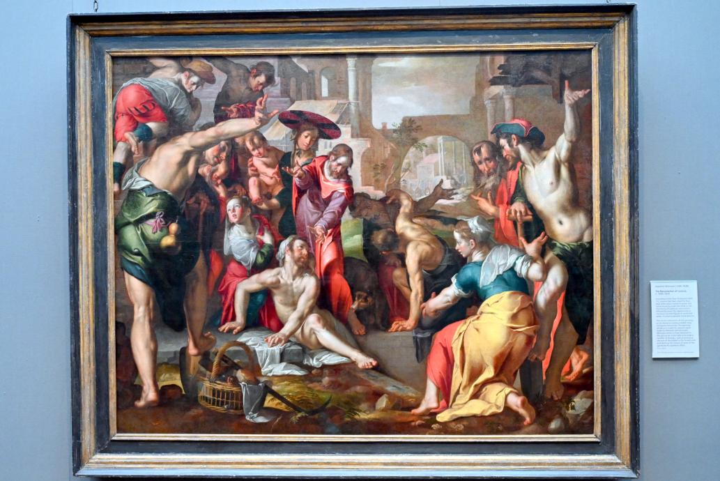 Joachim Anthonisz. Wtewael (1595–1615), Auferweckung des Lazarus, London, National Gallery, Saal 24, um 1605–1610
