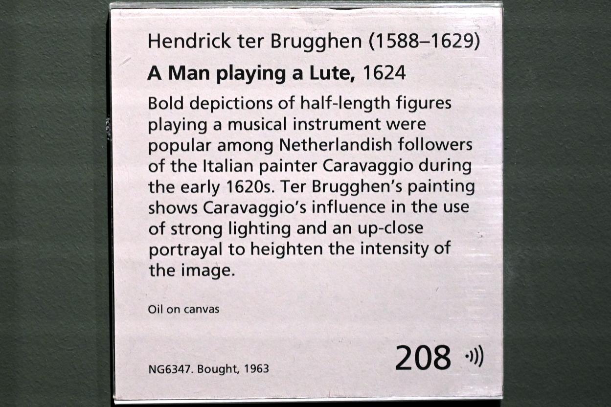 Hendrick ter Brugghen (1616&ndash;1629), Singender Lautenspieler, London, National Gallery, Saal 25, 1624, Bild 2/2