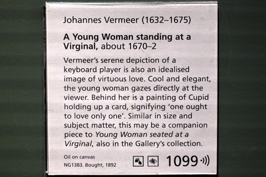 Jan Vermeer (Johannes Vermeer) (1654&ndash;1672), Junge Frau stehend an einem Virginal, London, National Gallery, Saal 27, um 1670&ndash;1672, Bild 3/3